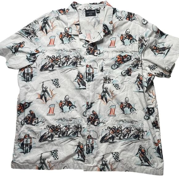 Harley Davidson Twisty Aloha Print Short Sleeve Button Up Shirt 3XL Men's Cotton - Picture 1 of 5